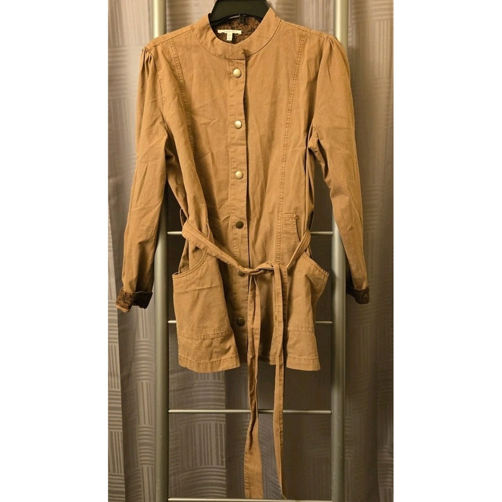 Maurices Women's Brown Belted Snap-Front Jacket With Pockets Size Medium
